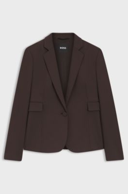 Slim fit-kavaj med vinklade insnitt, M&ouml;rkbrun