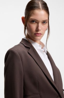 Slim fit-kavaj med vinklade insnitt, M&ouml;rkbrun