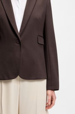 Slim fit-kavaj med vinklade insnitt, M&ouml;rkbrun