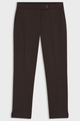 Slim-fit trousers in stretch jersey, Dark Brown