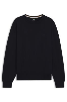 Cotton sweater with embroidered logo, Black