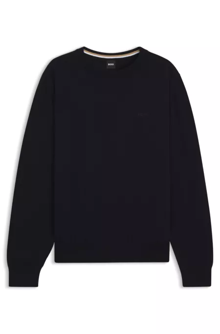 Cotton sweater with embroidered logo