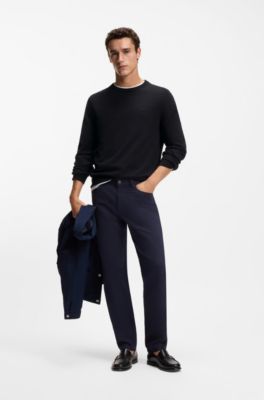 Cotton sweater with tonal logo embroidery, Black
