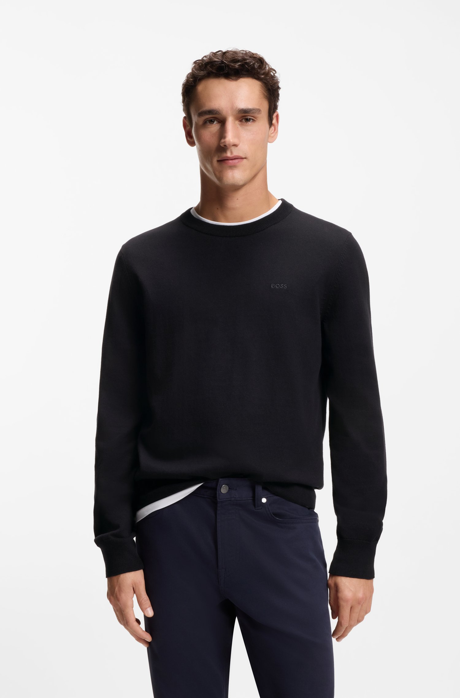 Boss Cotton sweater stickade tröjor herr