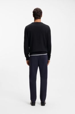 Cotton sweater with tonal logo embroidery, Black