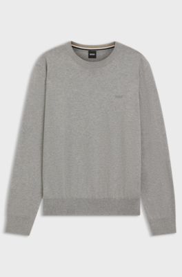 Cotton sweater with embroidered logo, Grey