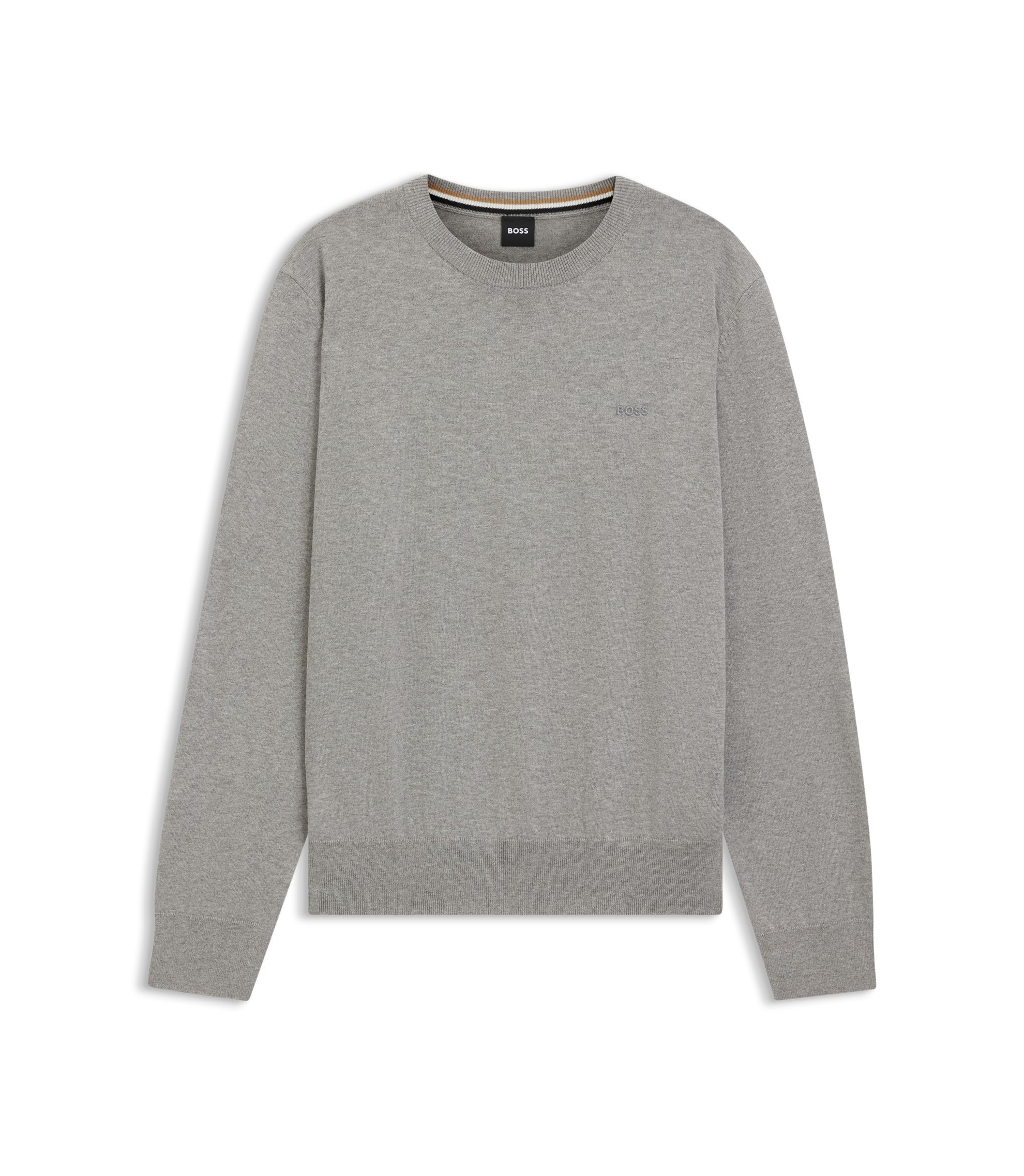 BOSS - コットンセーター ロゴエンブロイダリー - グレー
