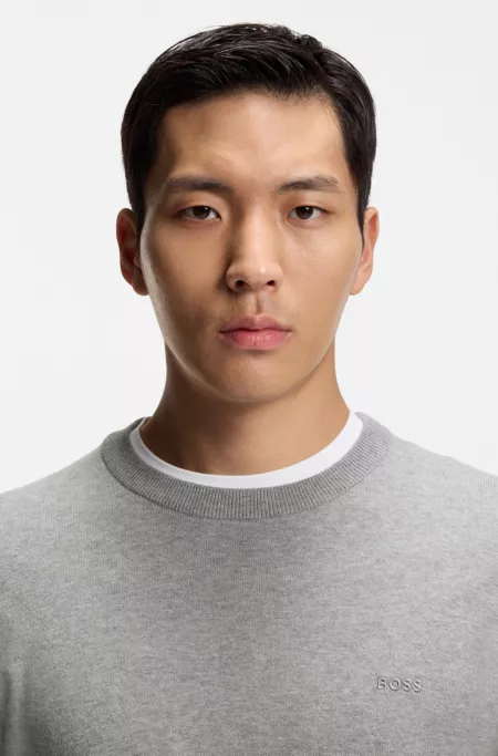 Cotton sweater with embroidered logo