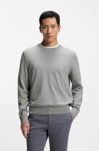 Pull en coton &agrave; logo brod&eacute;, Gris