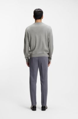 Maglione in cotone con logo ricamato, Grigio