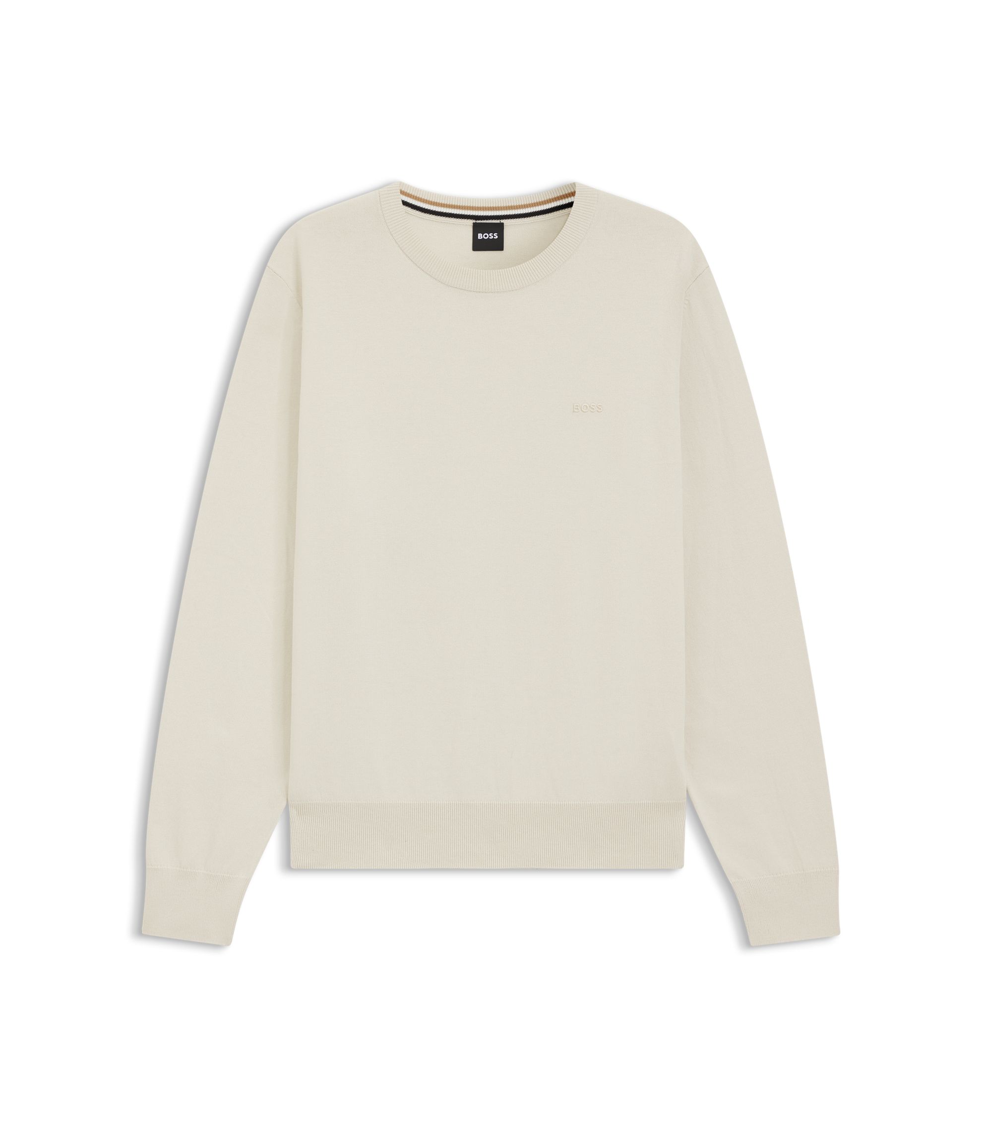 BOSS - コットンセーター ロゴエンブロイダリー - ナチュラル