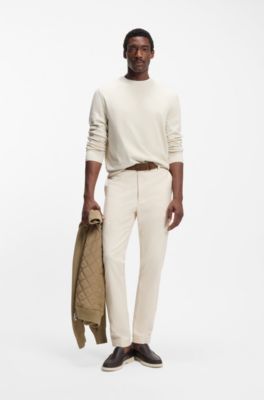 Cotton sweater with embroidered logo, Natural