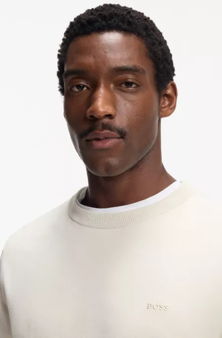 Cotton sweater with embroidered logo