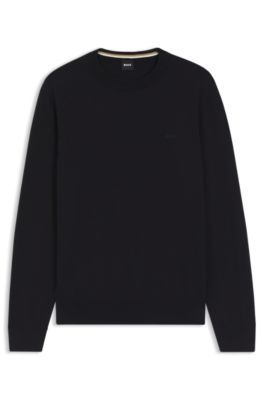 Cotton sweater with embroidered logo, Dark Blue