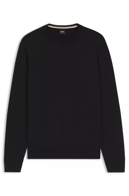 Cotton sweater with embroidered logo