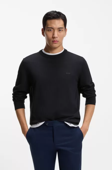 Cotton sweater with embroidered logo