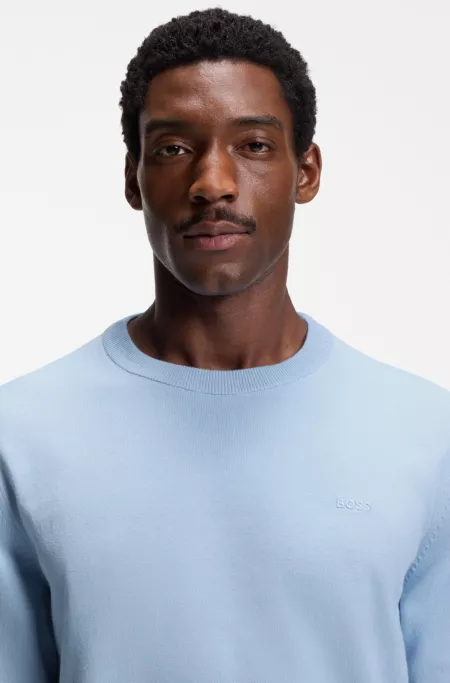 Cotton sweater with embroidered logo