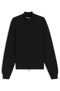 Knitted-cotton cardigan with embroidered logo