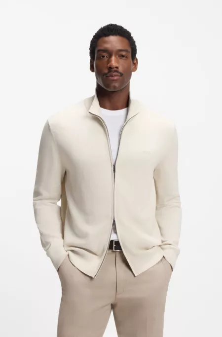 Cardigan en maille de coton avec logo brodé