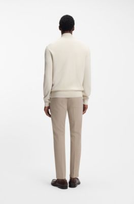 Cardigan in maglia di cotone con logo ricamato, Colore neutro