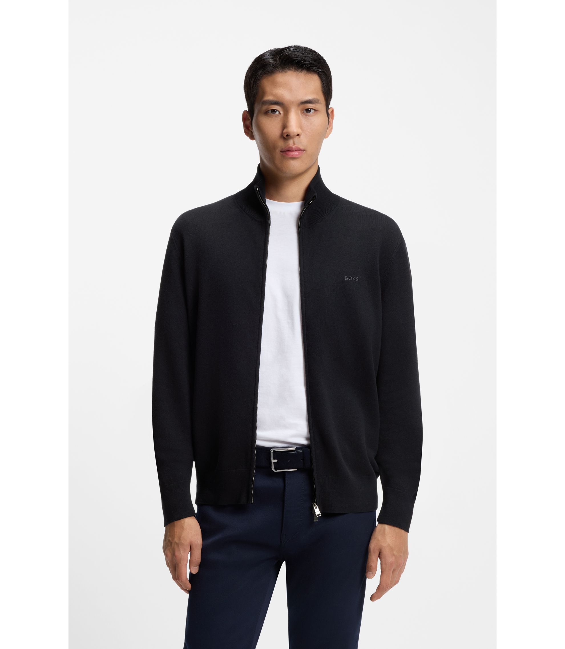 Strick-Cardigan aus Baumwolle mit Logo-Stickerei