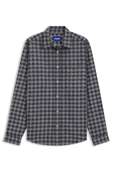 Oversized-fit shirt in checked cotton twill