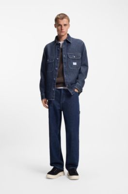 Oversized-fit shirt in blue denim, Dark Blue
