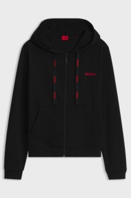 Cotton-blend zip-up hoodie, Black