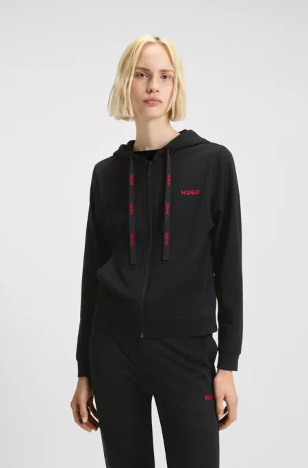 Cotton-blend zip-up hoodie with logo details