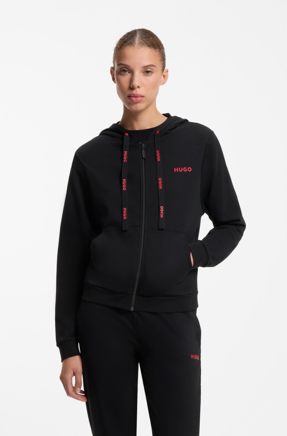Cotton-blend zip-up hoodie