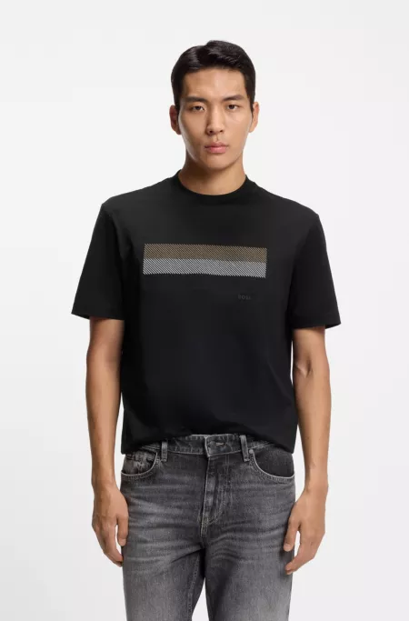 Cotton-jersey T-shirt with stripe artwork