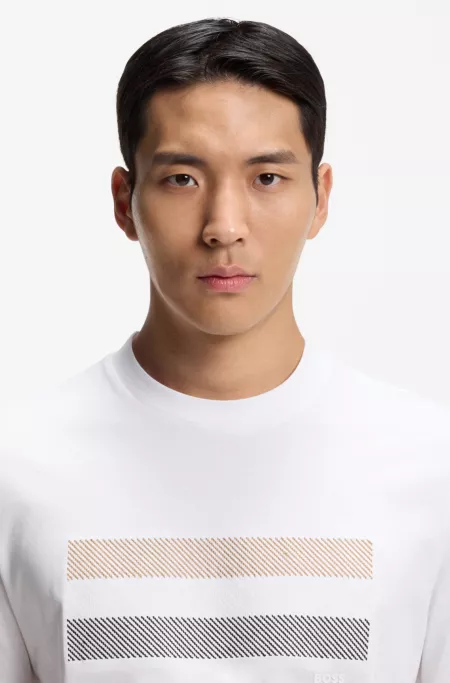Cotton-jersey T-shirt with stripe artwork