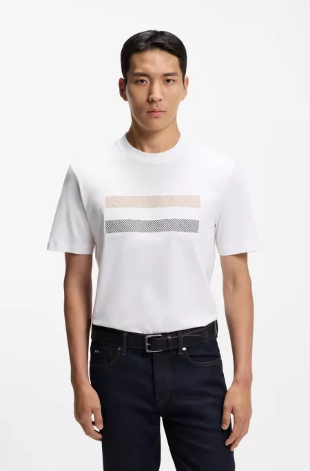 Cotton-jersey T-shirt with stripe artwork