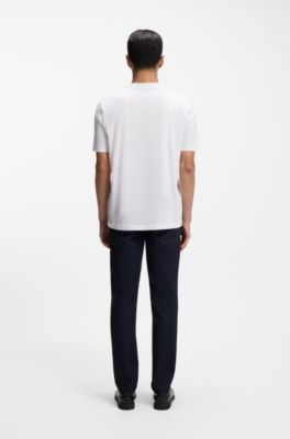 Cotton-jersey T-shirt with stripe artwork, White