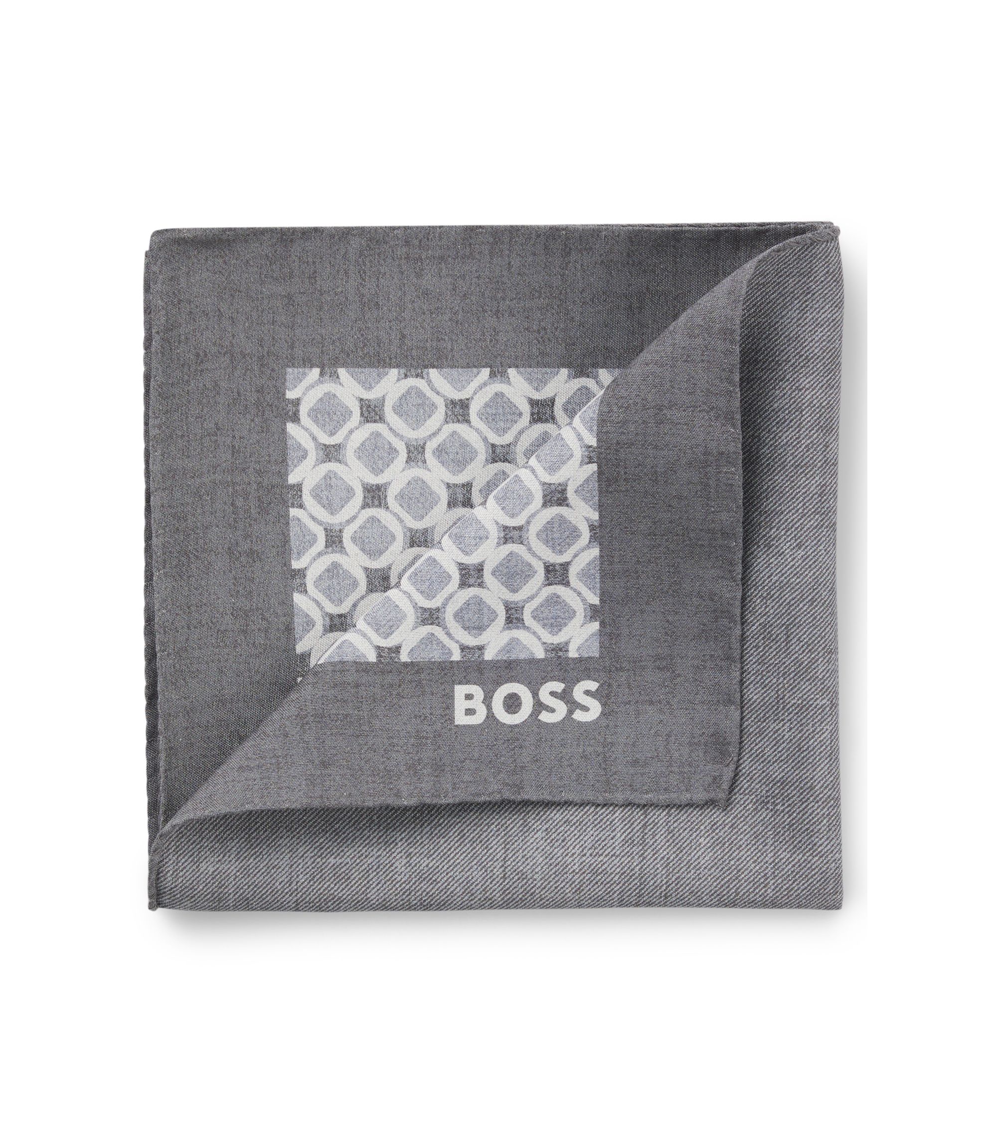 BOSS - シルク ポケットチーフ デジタルプリント - グレー パターン