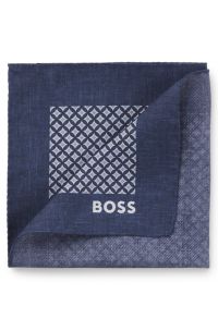Pochette de costume en soie à imprimé numérique, Bleu à motif