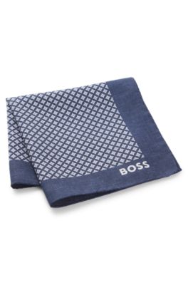 Pa&ntilde;uelo de bolsillo de seda con estampado digital, Azul estampado