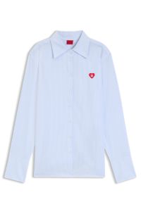 Relaxed-fit blouse in striped Oxford cotton, Light Blue