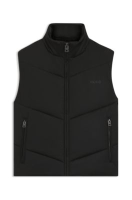 Water-repellent gilet with tonal logo, Black