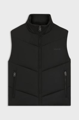 Water-repellent gilet with tonal logo, Black