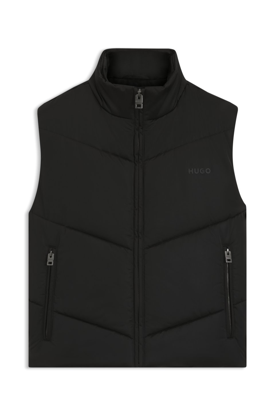 Water-repellent gilet with tonal logo