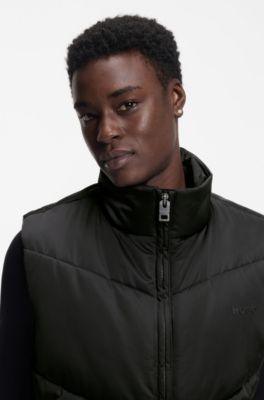 Water-repellent gilet with tonal logo, Black