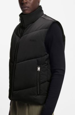 Water-repellent gilet with tonal logo, Black