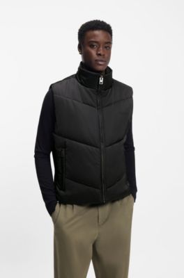 Water-repellent gilet with tonal logo, Black