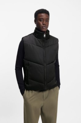 Water-repellent gilet with tonal logo