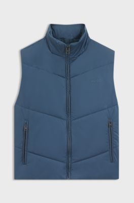 Water-repellent gilet with tonal logo, Blue