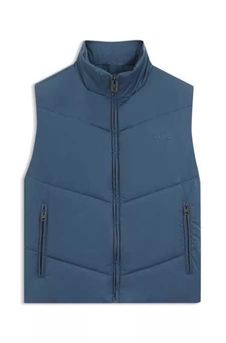 Water-repellent gilet with tonal logo