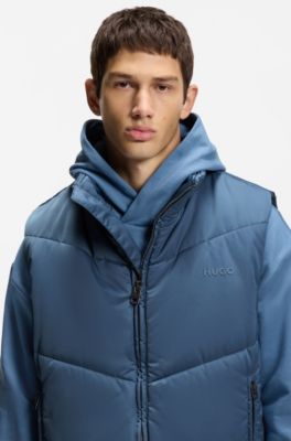 Water-repellent gilet with tonal logo, Blue
