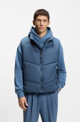 Water-repellent gilet with tonal logo, Blue