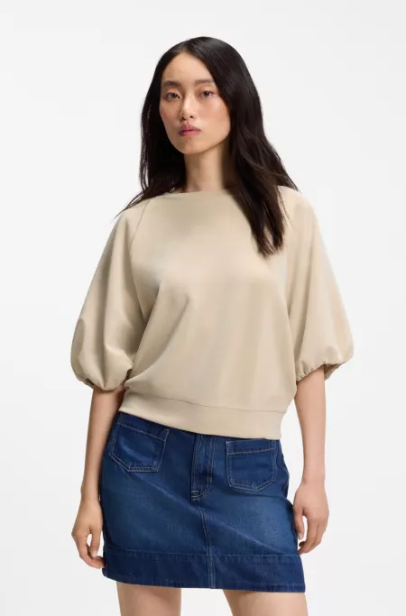 Oversized-fit sweatshirt with short balloon sleeves